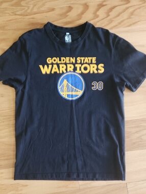 NBA Black Tee with Golden State Warriors Logo Curry#30 Print Large